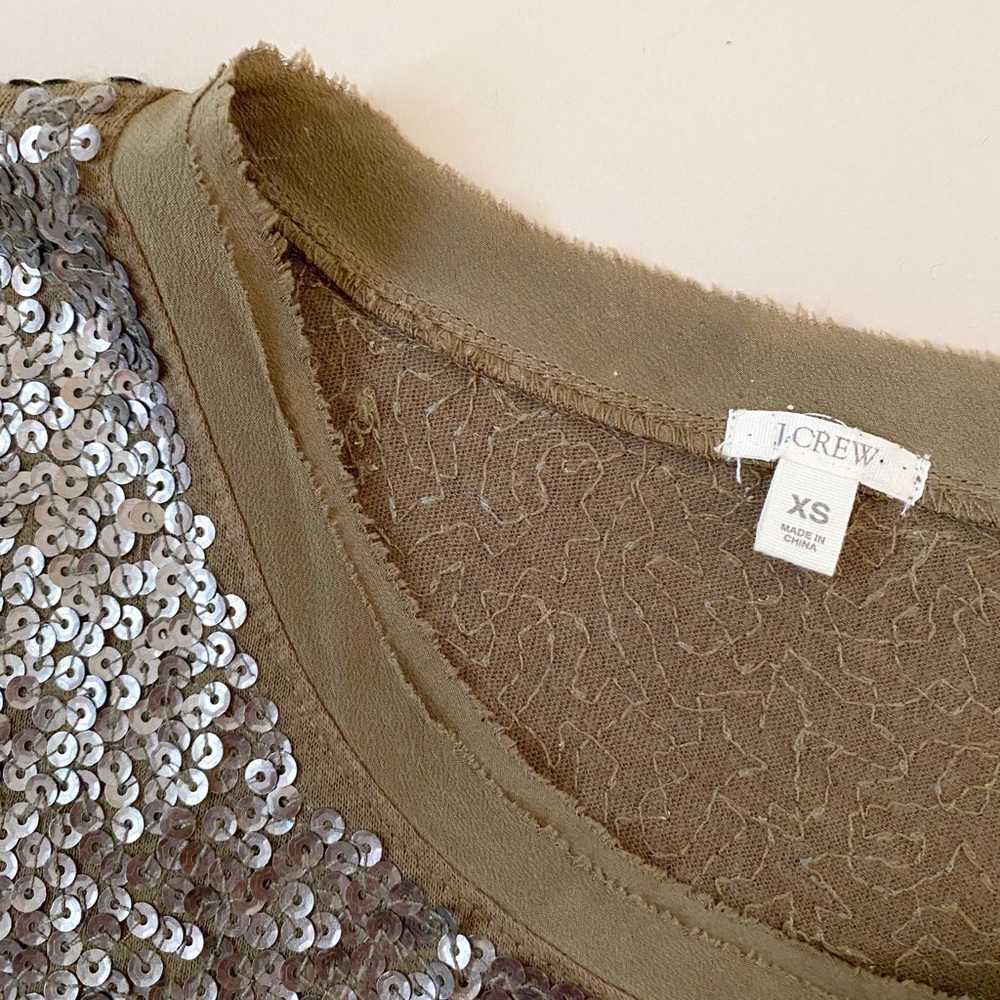 J Crew sequin and silk top. Gorgeous bronze color.